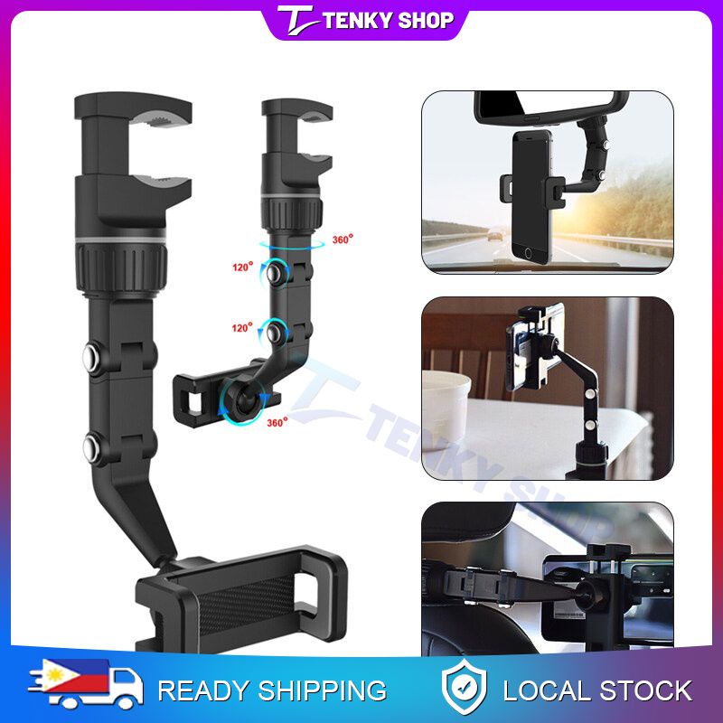 Universal 360°Rotation Car Mount Holder Stand Car Rearview Mirror Phone ...