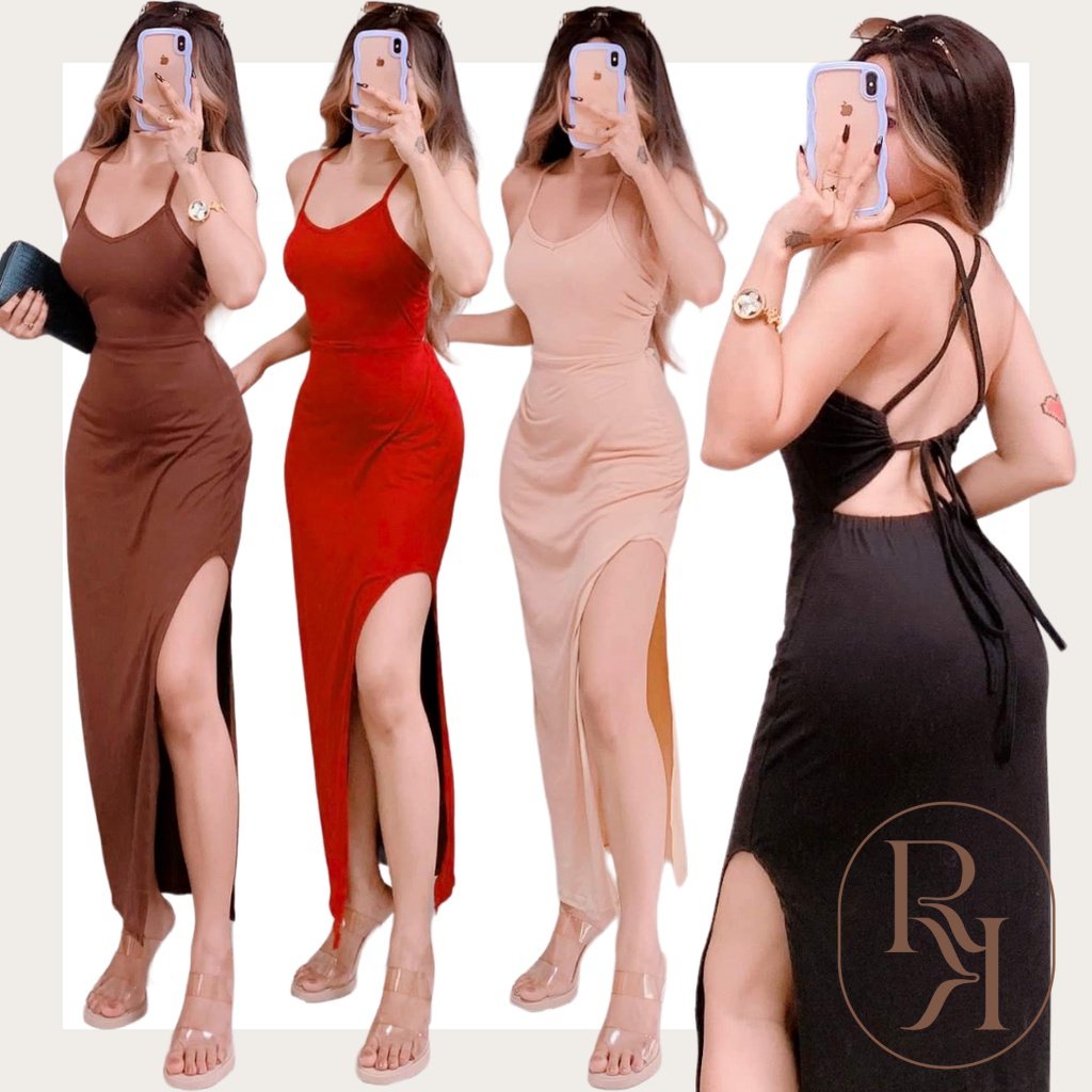 RK ALEXA Backless Side Highslit Midthigh Bodycon Summer Dress Shopee Philippines