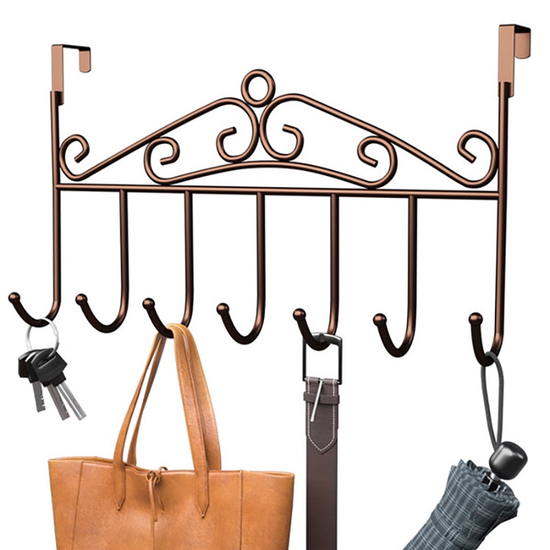 Over Door Metal Hanger Bracket 7 Hooks/Towel Hat Coat Hooks Hanging