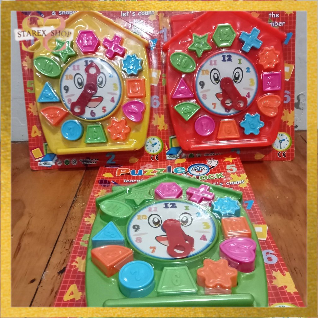 Puzzle Clock and Number Color Shapes Sorting Toy for Kids Toddlers ...