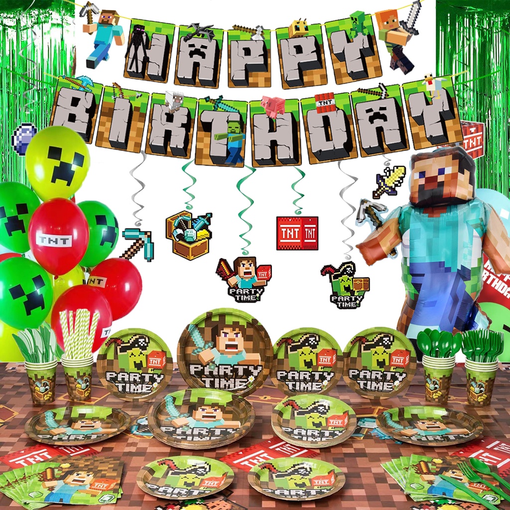 Minecraft Birthday Decoration Set Partyneeds Party Decorations Cake ...