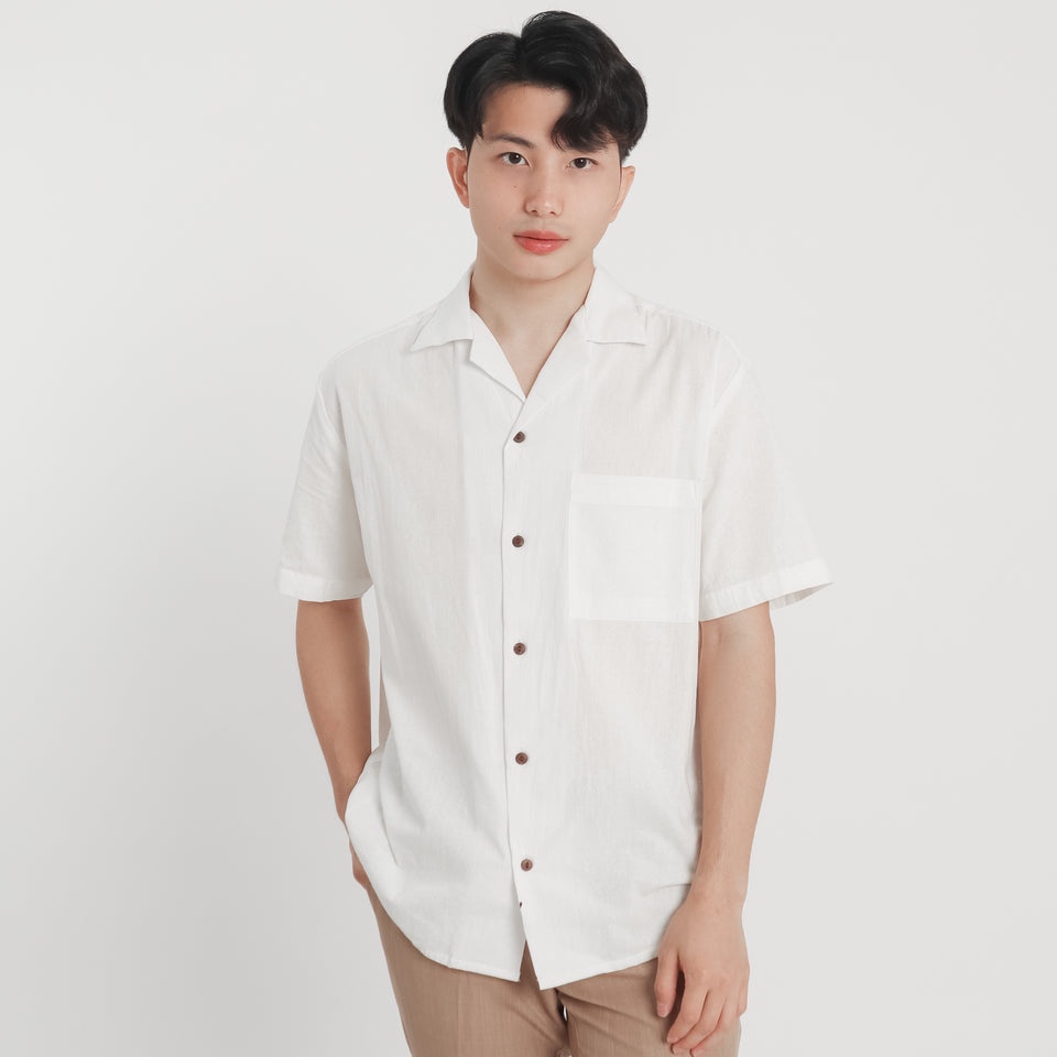 EL FELIPE Cuban Men Buttondown with Pocket Linen Polo in White | Shopee ...