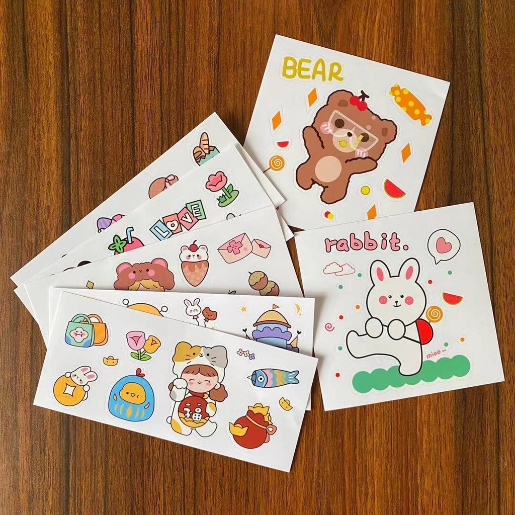 Cute Cartoon Animal Bear Bottle Sticker Decorative PET Stickers For ...