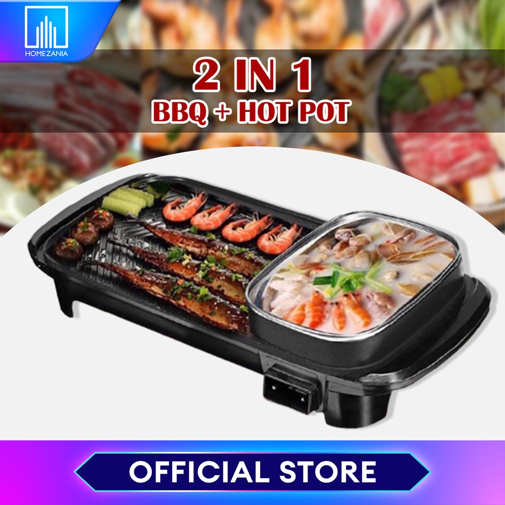 Home Zania 2 In 1 Samgyupsal Grill Pan Korean Style Electric BBQ Grill