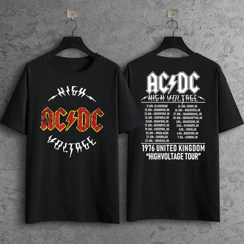 Metal Rock Band Shirt Custom Print Streetwear ACDC High Voltage Tshirt ...