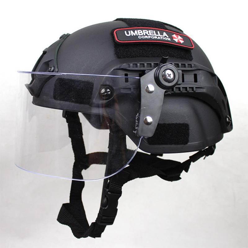 Tactical Rail Helmet+Transparent Riot Protection Mask War Game Fast ...