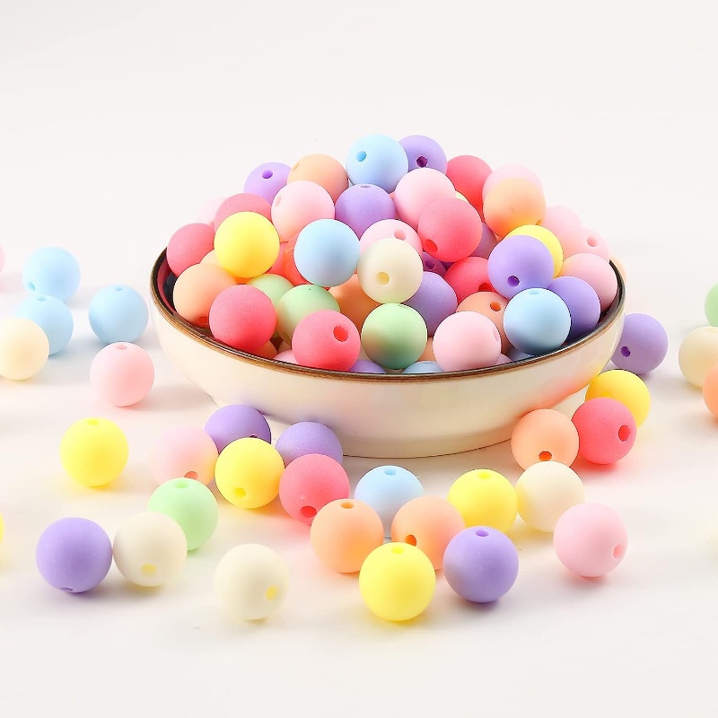 30Pcs 10mm Colorful Acrylic Round Beads Ball Cream Candy Loose Beads ...