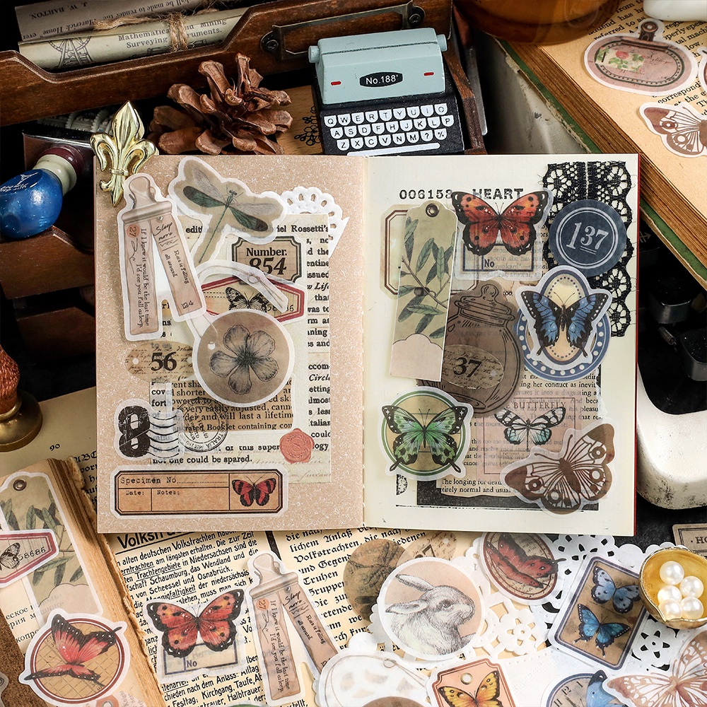 Journamm 100pcs/pack Vintage Scrapbooking Sticker Washi Paper DIY Photo ...