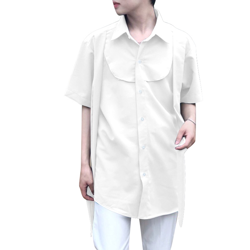 INCERUN Men Korean Stylish Ribbon Casual Back Button Design Short ...