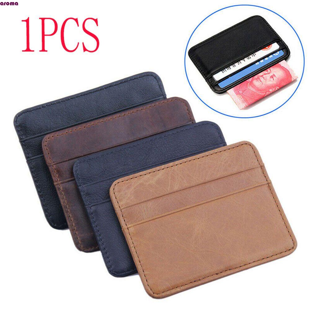 AROMA Minimalist Leather Clip Coin Pocket Card Holder