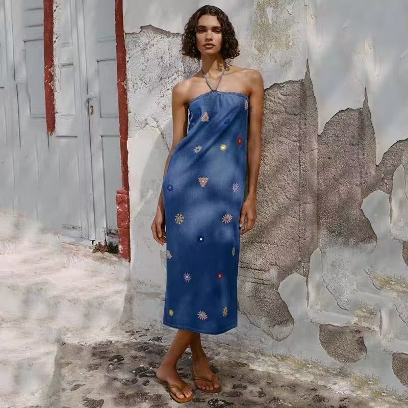 2023 Wholesale Embroidery Midi Dress+ Sling 8818 | Shopee Philippines
