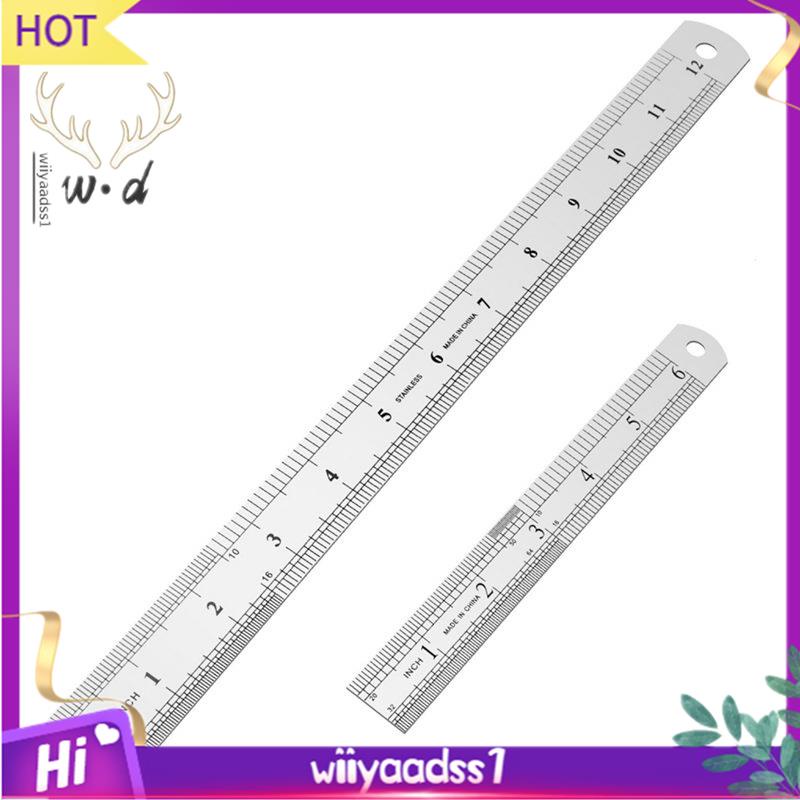【wiiyaadss1】Stainless Steel Ruler 12 Inch + 6 Inch Metal Rulers ...