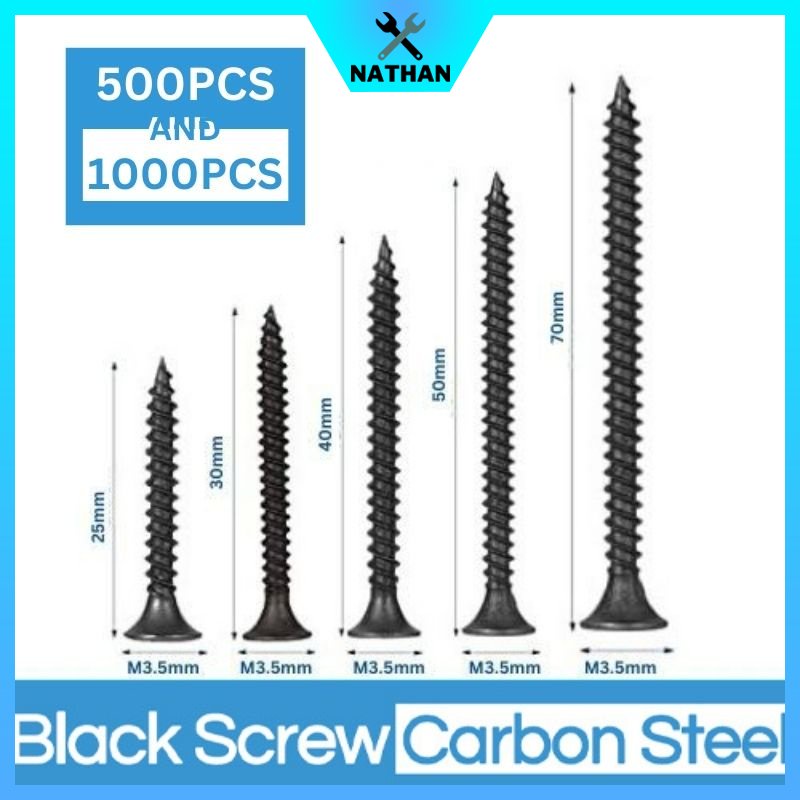 500PCS 1000PCS BLACK SCREW for wood and metal Selftapping Screw 1
