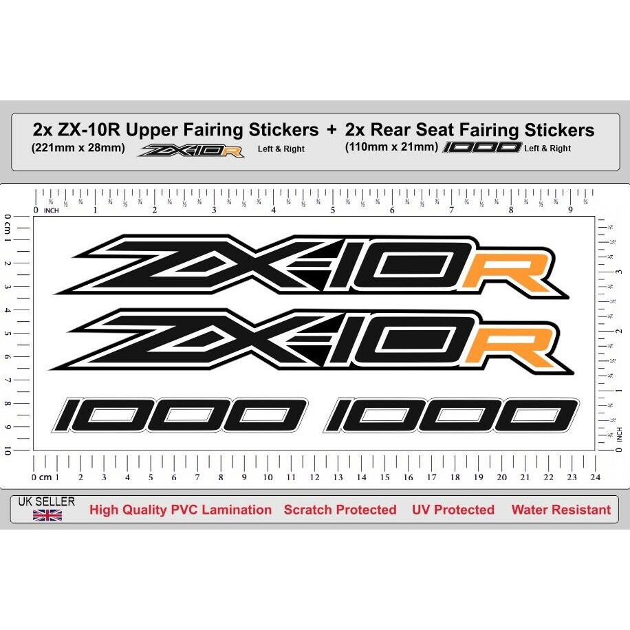 ZX-10R Upper Fairing Decals ZX10R Rear Seat Side Laminated Sticker Set ...