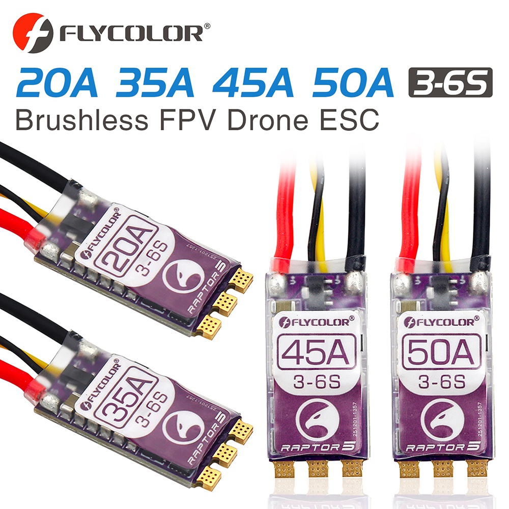 FLYCOLOR Raptor5 Brushless ESC 3-6S 32Bit G701 PWM Dshot Proshot for RC ...