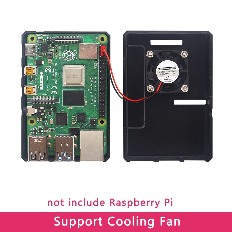 Raspberry Pi 4 Model B ABS Case Black Transparent Plastic Shell ...