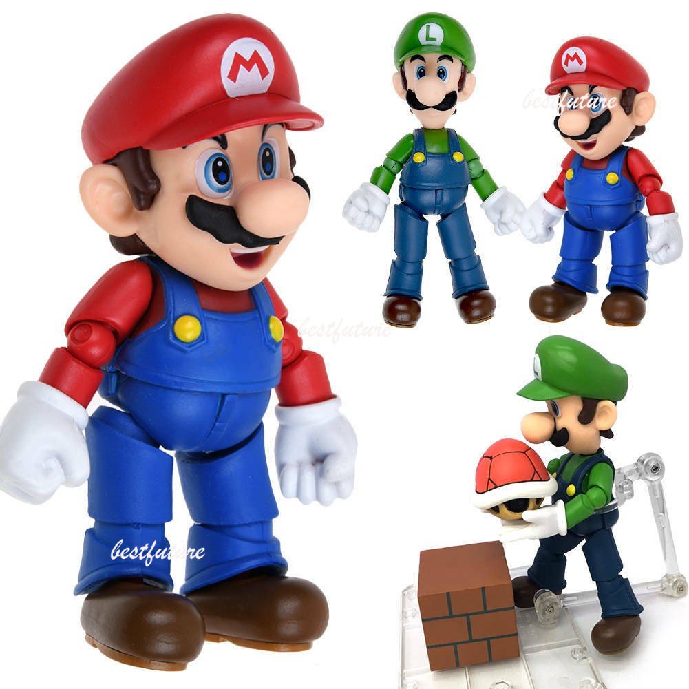 SHF Super Mario Nendoroid Mario Luigi Action Figure Doll Decoration ...