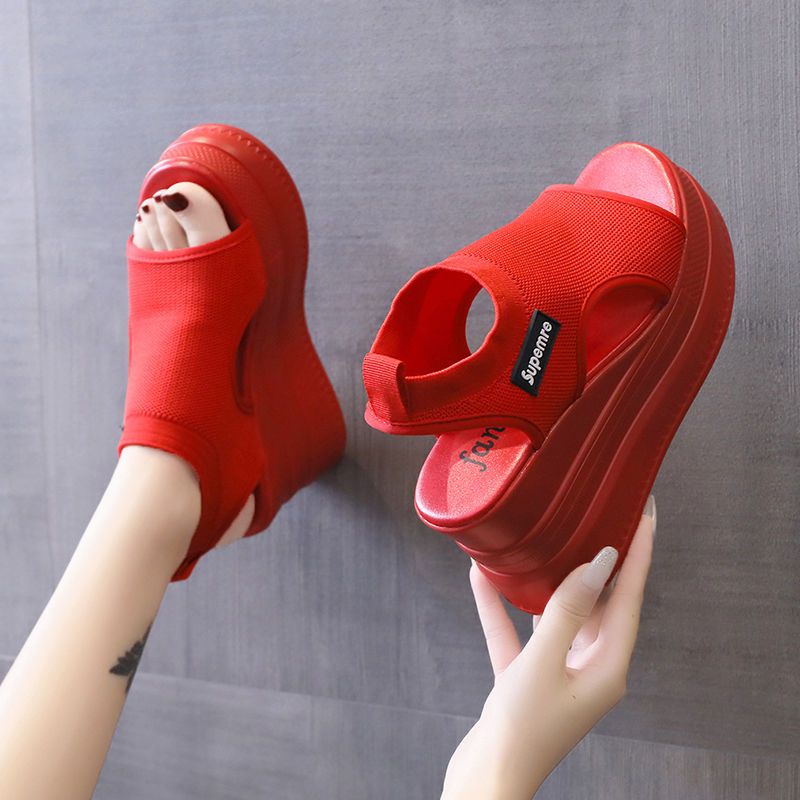 9cm Heel Sports Sandals Women Heightened Thick-Soled 2023 New Style ...