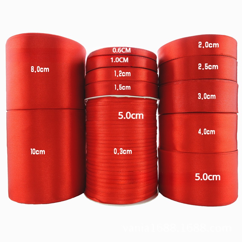 25 yards multi-size red ribbon, single and double sided ribbon, gift ...
