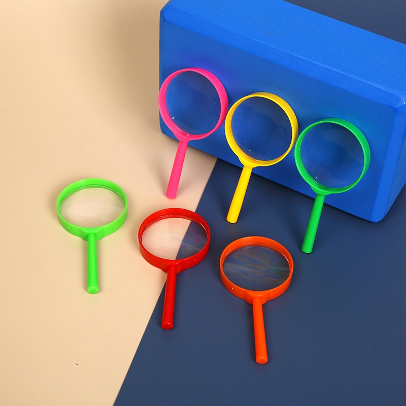 Children Colorful Magnifying Glass 60mm Handheld Plastic Magnifying ...