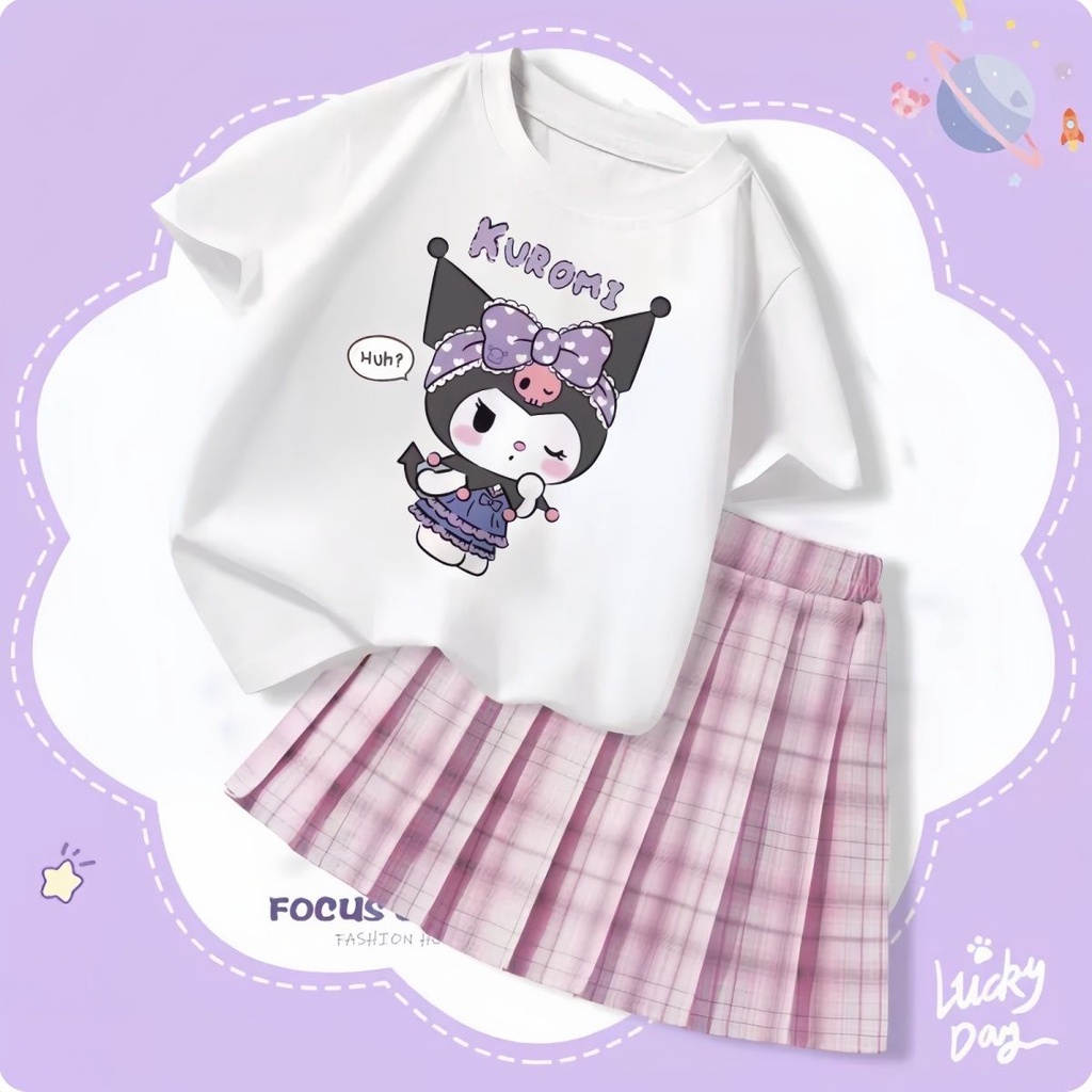 Girl Kuromi set suit Kuromi top T shirt Kuromi skirt clothes kid's ...