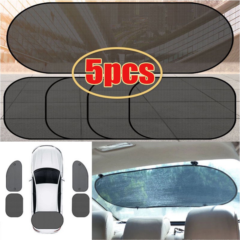 【COD】5PCS Car Mesh Sunshade Foldable Car Side Rear Window UV Protection ...