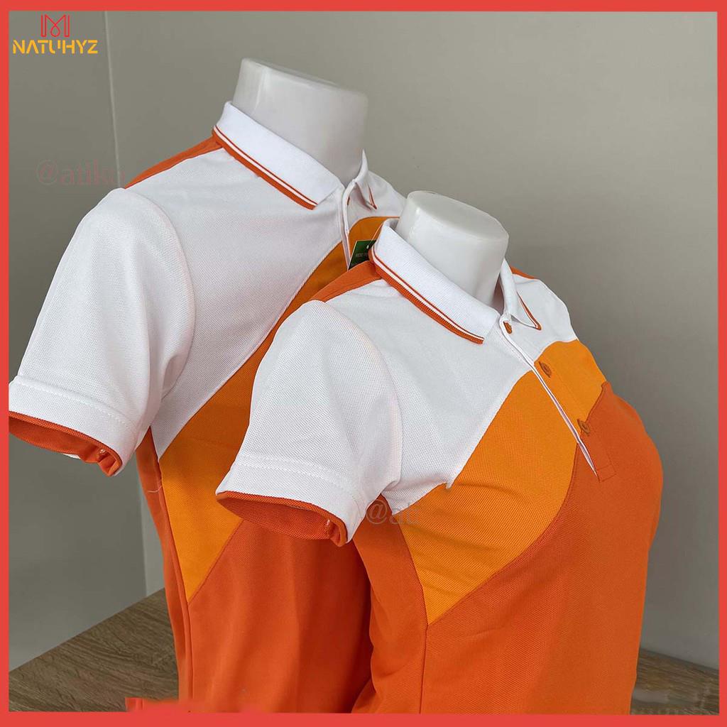 Dark Orange Trim Polo Shirt Light And White. The Back Of The Is Soft