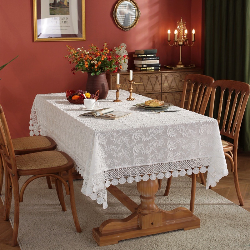 Split French Lace Table Cloth 4 6 8 10 Seater Cotton Three-dimensional ...