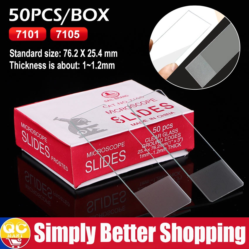 50PCS 1mm Thickness Microscope Slides+Cover Glass For Preparation