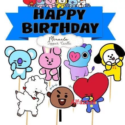 32 Pezzi Decorazioni Compleanno BT21, Set Palloncini E Bandiere Per Feste A Tema Bambini, Striscioni E Gagliardetti Per Anniversario