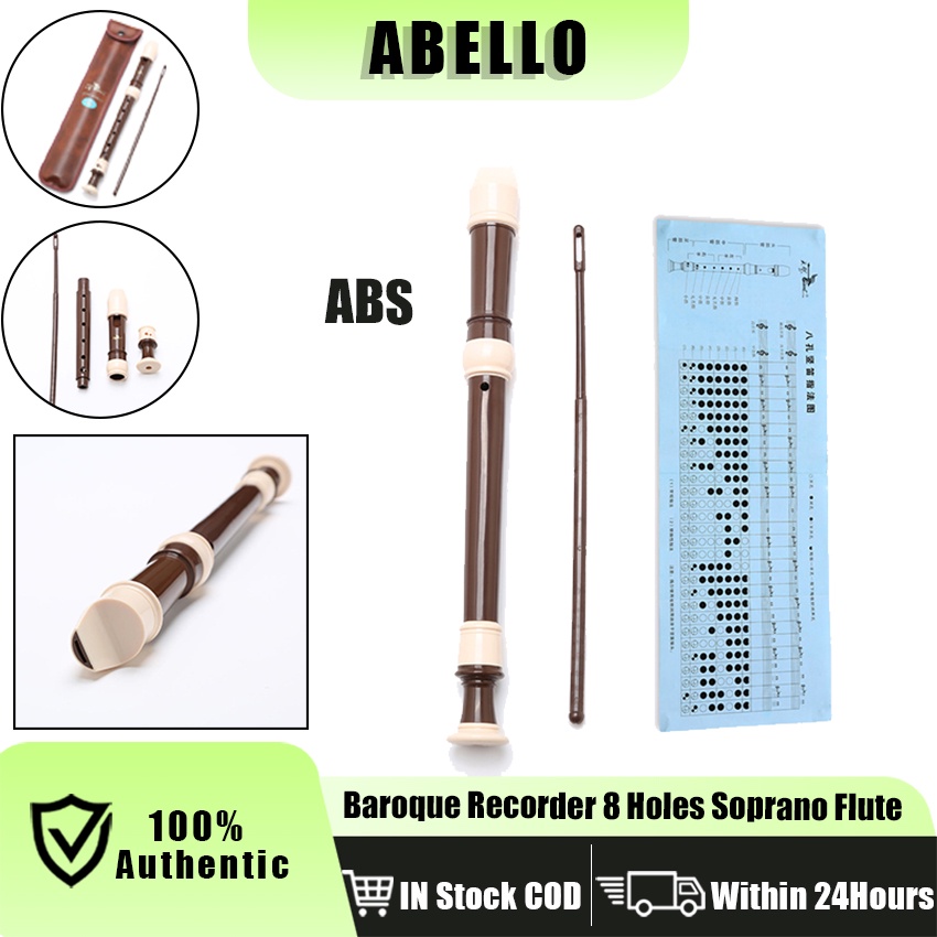 8 Holes Soprano Flute Set Baroque Recorder Musical Instrument with ...