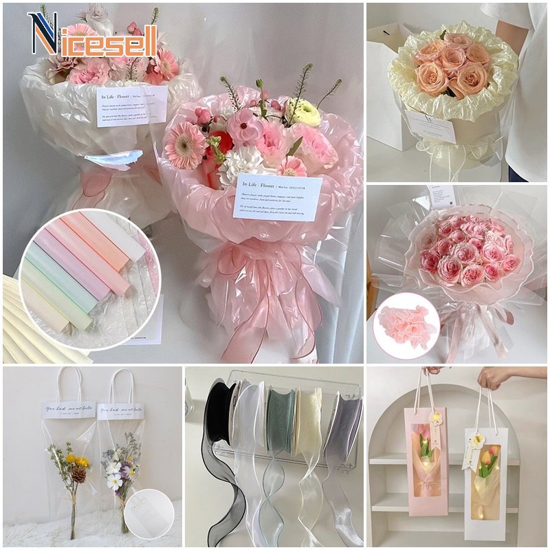 Wrapper Flower 10 Sheets Decorative Paper Bouquet DIY Silk Ribbon ...