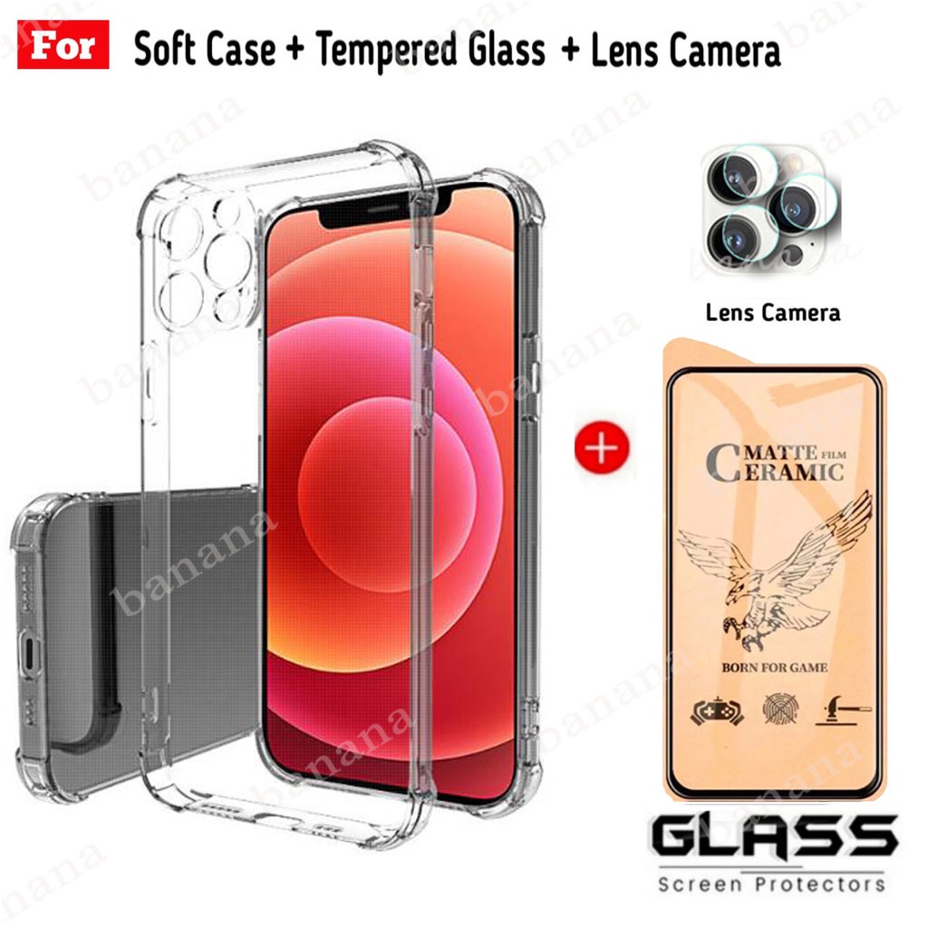 3In1 Ceramic Tempered Glass Film For Realme C53 C55 C35 C33 C31 C30 C30S  C25Y C25S C25 C21Y C21 C20 C15 C12 Clear Anti-knock Phone Shell Soft Back 