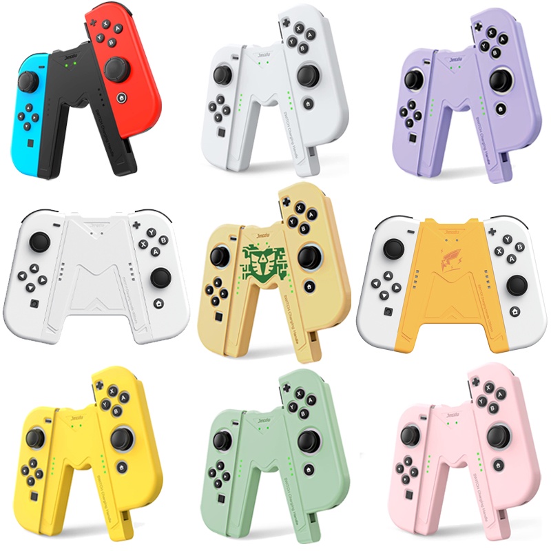 Switch Joy-Con Charging Grip for Nintendo Switch Standard OLED Model,  V-Shaped Switch Joy-Con Controller Charger with Indicators