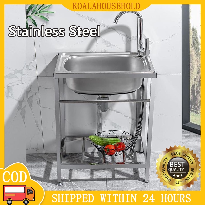 Kitchen Sink Stand Rack 304 Stainless Portable Sink Complete Set With