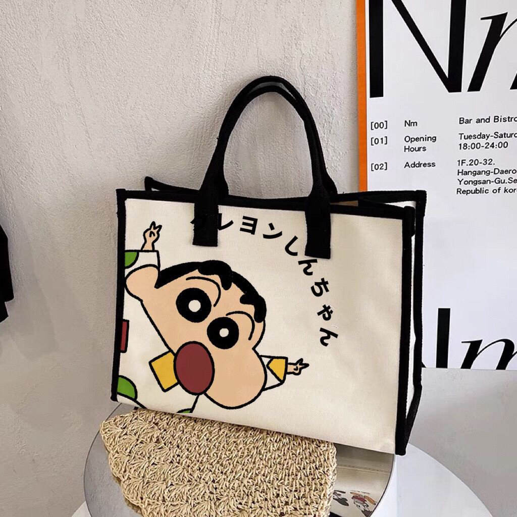 Cartoon cute canvas bag bag women's new versatile shoulder bag commuter ...