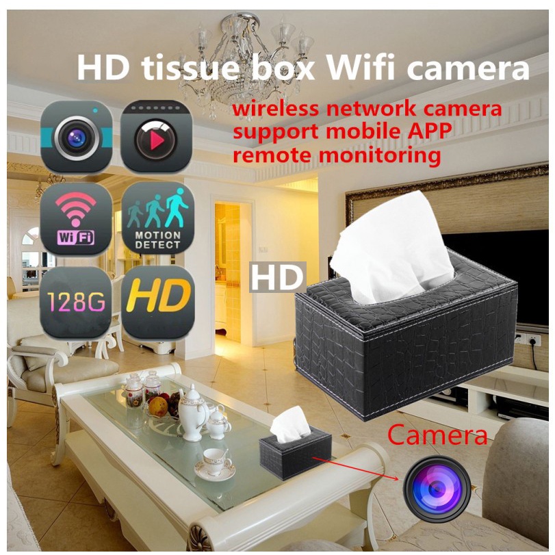 2025 New Leather Tissue Box Mini Camera Wifi Remote Monitoring ...