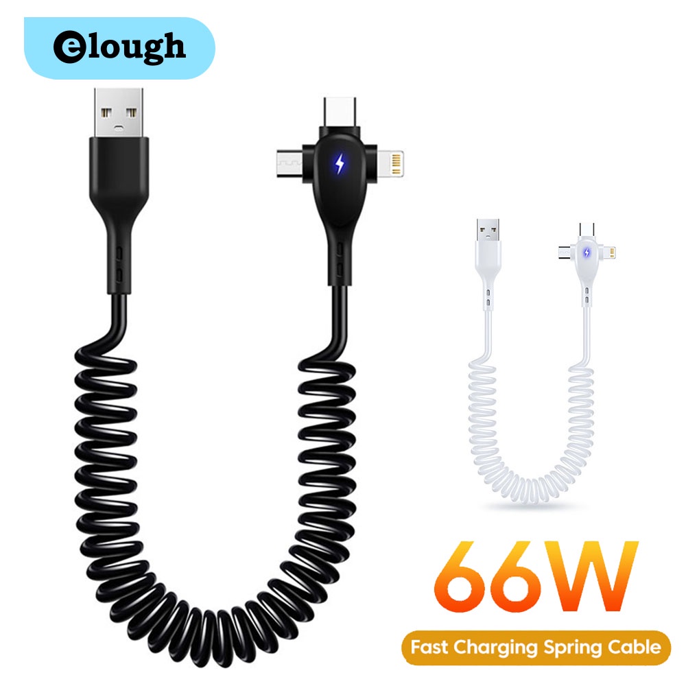 Elough 66W Fast Charging USB Type C Cable 3A Micro USB Spring Pull ...