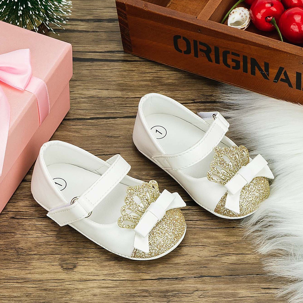 Baptismal New Born Baby Shoes for Baby Girl 1 Year Old Pambinyag Christening White Shoes Sweet Crown Princess Leather Shoes for Birthday Party Shopee Philippines