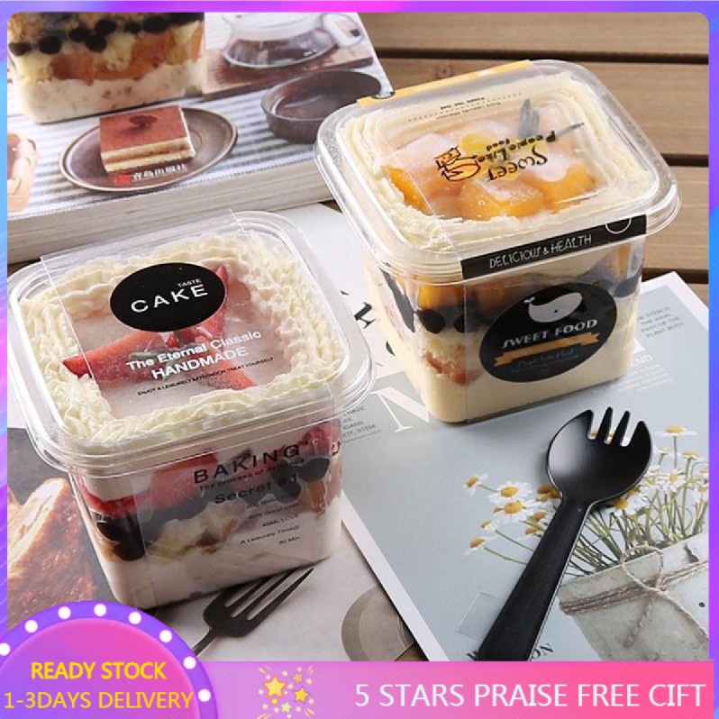 50Pcs [COD]Disposable Mousse Dessert Box With Lid Clear Plastic Cups ...