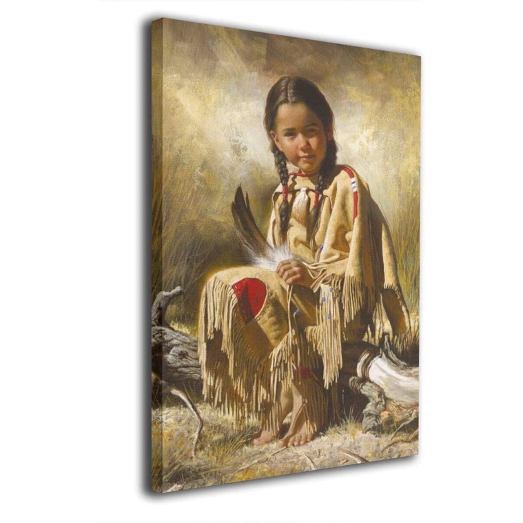 Dizzy K Indian Native American Girl Smiling Canvas Wall Art Decor For ...