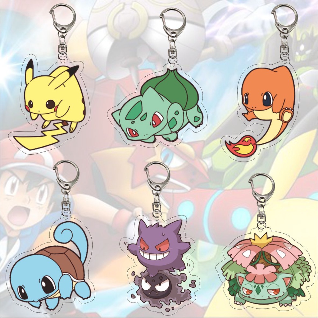 Pikachu Bulbasaur Charmander Squirtle Gengar Jigglypuff Keychain ...