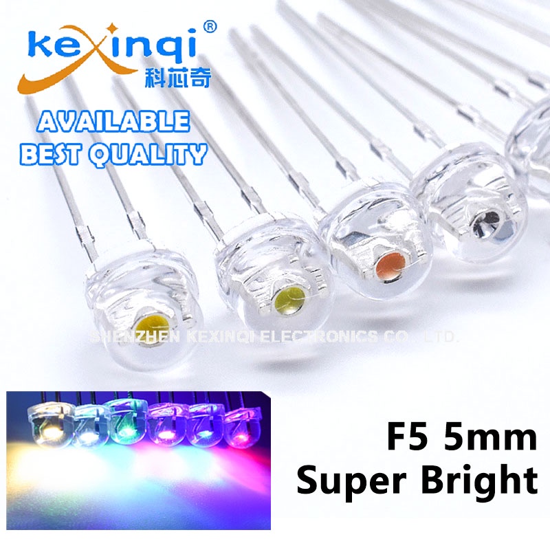 100pcs F5 5mm White Straw Hat Superbright LED Lamps – NEW Unbranded