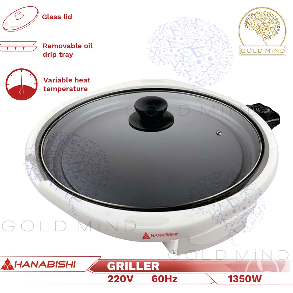 Hanabishi Electric Griller HGRILL100 (1350W) Gold Mind Everyday Low