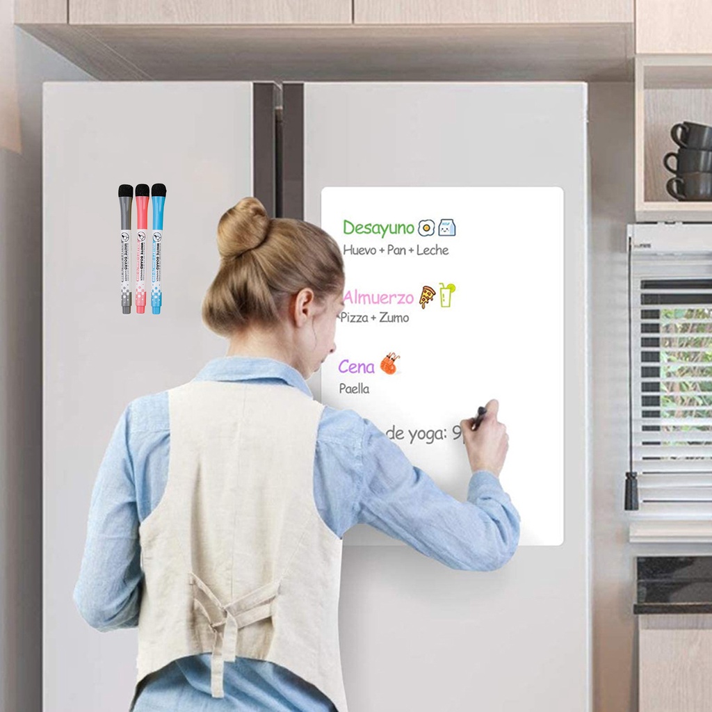 SAT1 Set Fridge Whiteboard with Markers Erasable Dry Erase White Board
