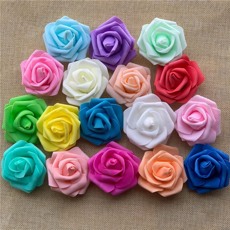 100pcs / 50pcs / 25pcs 7cm PE Foam Rose Head DIY Handmade Rose Fake ...