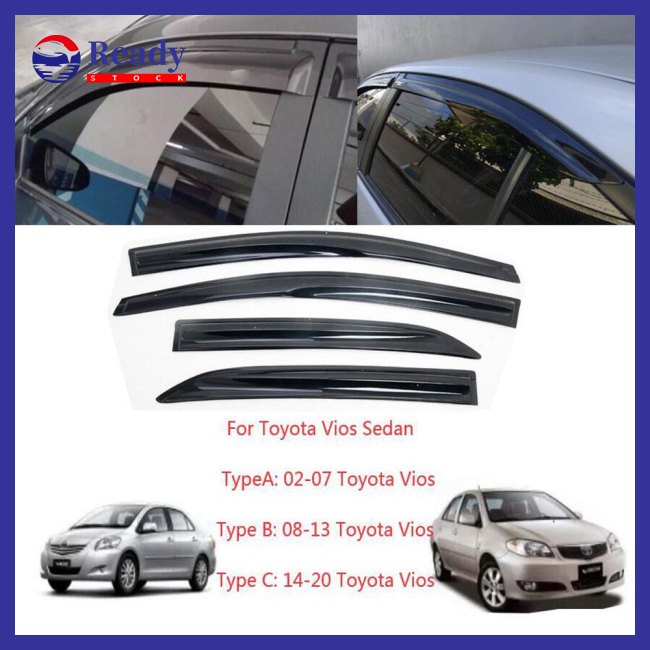 LY 4PCS Sun Rain Visor Window Shield Deflector For Toyota Vios Sedan ...