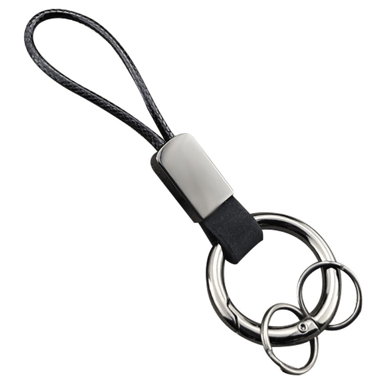 Zinc alloy spring ring key chain cowhide car key ring chain ring