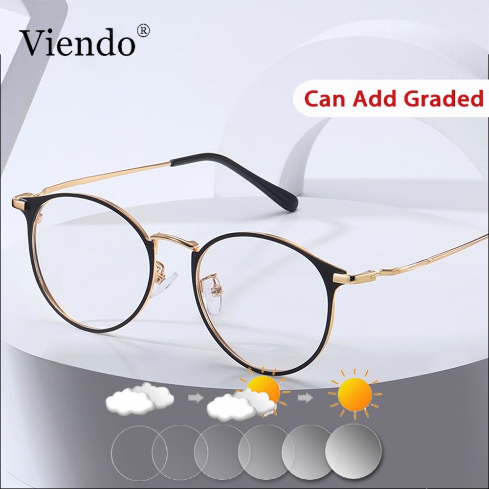Viendo Photochromic Anti Radiation Eye Glasses For Women Men Round