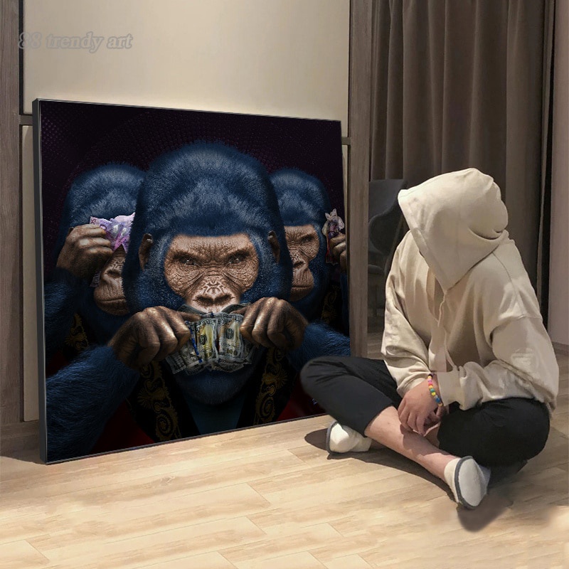 Three Wise Apes Canvas Painting Three Monkeys No See,no Speak,no Hear ...